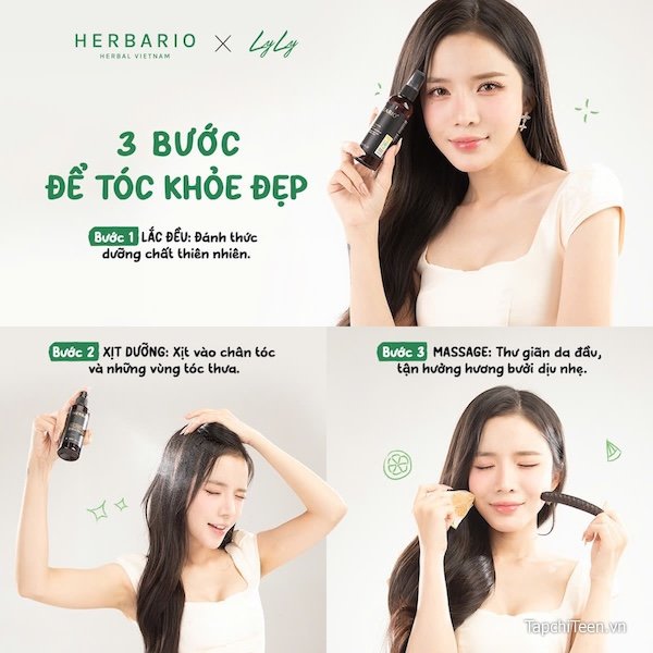 Cách dùng nước dưỡng tóc bưởi Herbario cach dung nuoc duong toc buoi Herbario